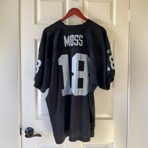 Raiders Randy Moss Stitched #18 Black Home Jersey NFL Equipment Size 48